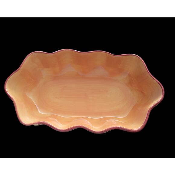 Gail Pittman Hand-Painted Canoe-Shaped Bowl – Striped Sides, Great Condition - Picture 8 of 11